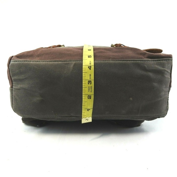 Waxed Canvas With Leather Trim Roll Top Backpack - Picture 8 of 8